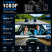 Câmara Dash Cam 1080P HD com visão frontal, interna e traseira para proteção completa do veículo.