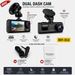 Câmara Dash Cam 1080P HD com Wi-Fi, segurança dentro e fora do veículo, visor de dupla lente.
