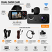 Câmara dash cam 1080P com sistema de 3 câmaras e Wi-Fi para segurança total no veículo.
