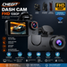 Câmara Dash Cam 1080P HD com Wi-Fi, monitorização em viagem e suporte com ventosa.