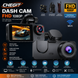 Câmara Dash Cam 1080P HD com Wi-Fi, monitorização em viagem e suporte com ventosa.