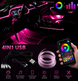 Iluminação Interior Automóvel: Fita LED Neon RGB Controlo App com smartphone e iluminação vibrante.