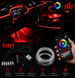 Iluminação Interior Automóvel: Fita LED Neon RGB Controlo App com controlador e fita LED em cabine de carro.